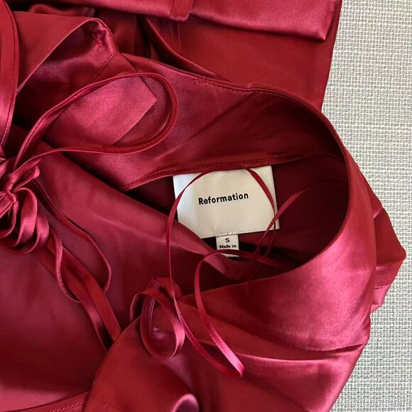 BEST Reformation Jeany Silk Maxi Dress Gown Small Sangre Red Holiday Party - Picture 8 of 12